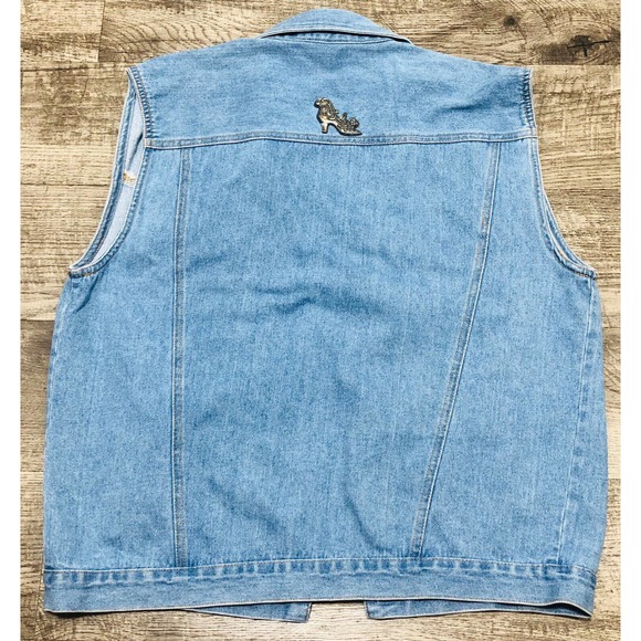 Vintage RETRO Denim Vest Women's Size Med M Jeans Rodeo Dress Western A6 - Picture 2 of 7